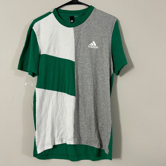 adidas Other - Adidas Colorblock T Shirt Green White Grey Logo Graphic Tee Men's Size Small